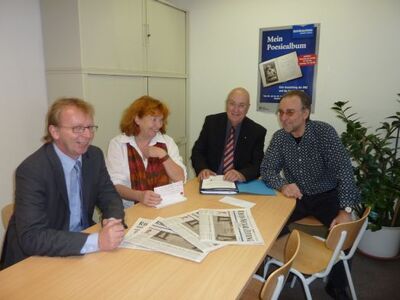 v.l. Matthias Baaß, Eleonore Hefner, Helmut Beck, RNZ-Redakteur Peter Wiest
